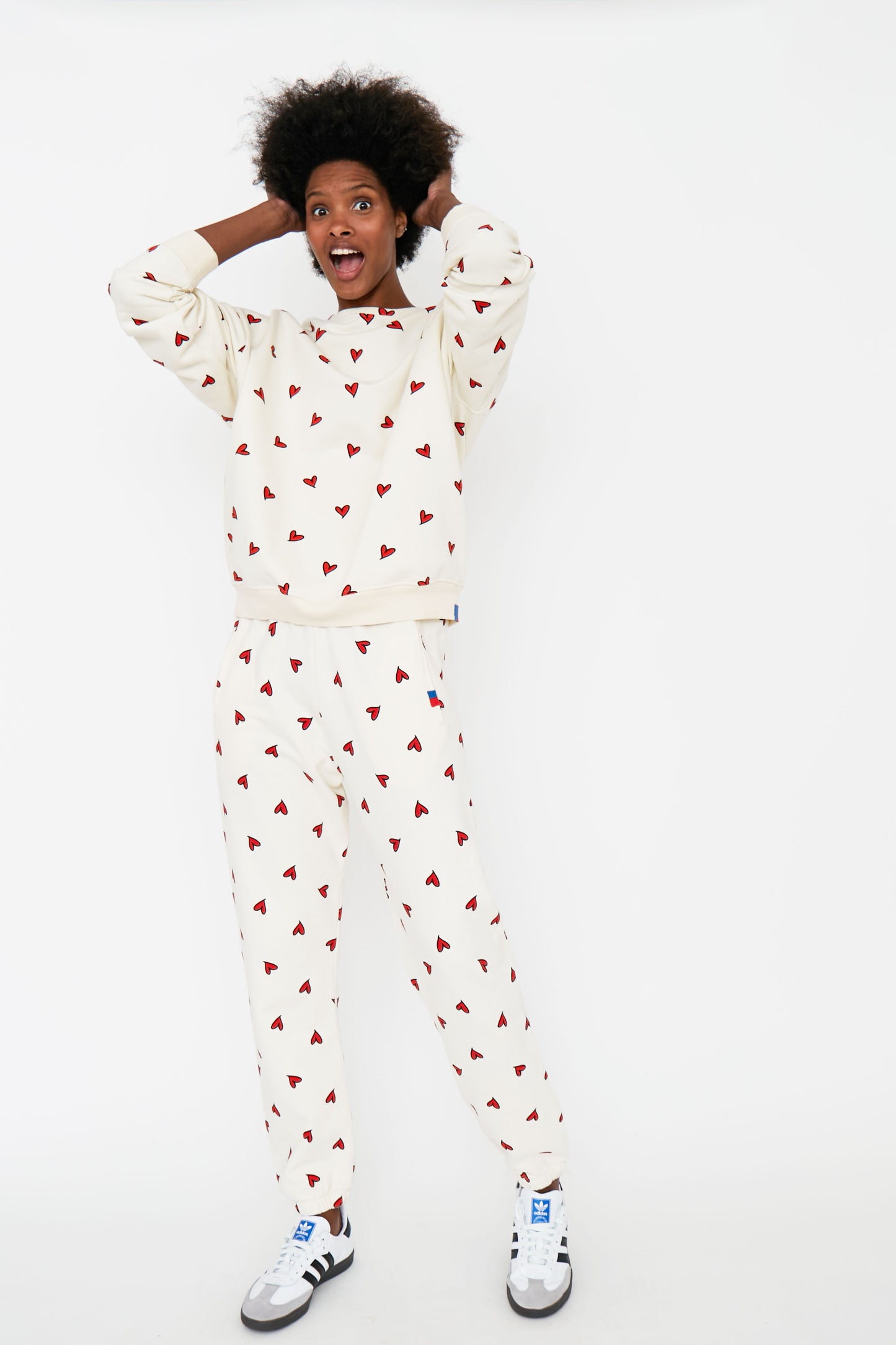 The Oversized All Over Heart Sweatshirt - Cream