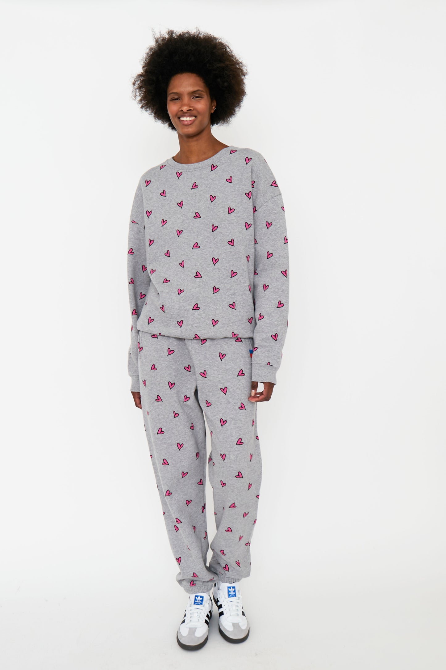 The Oversized All Over Heart Sweatshirt - Heather Grey