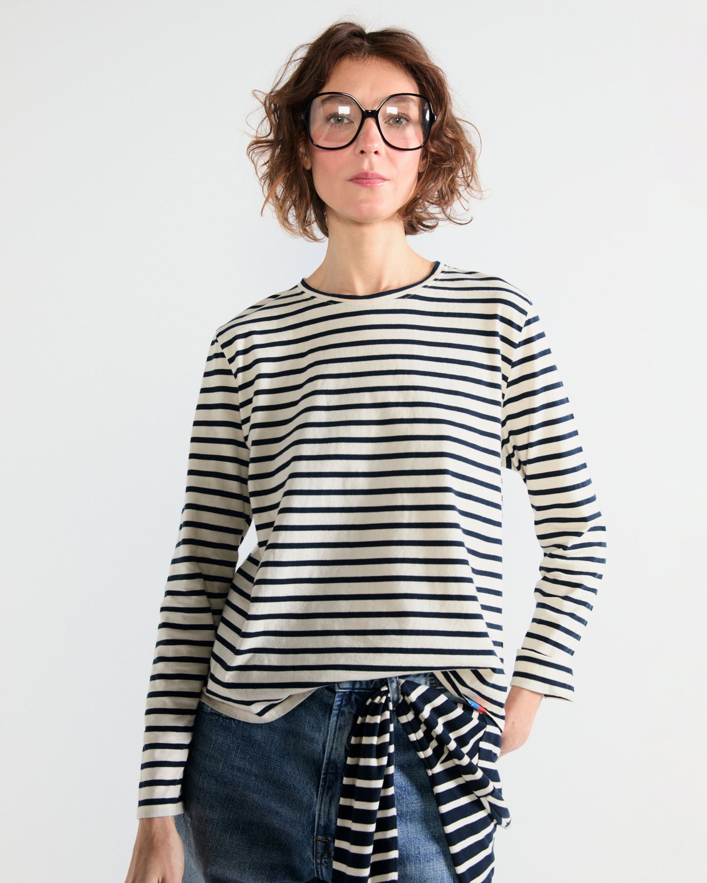 The Striped Modern Long - Cream/Navy