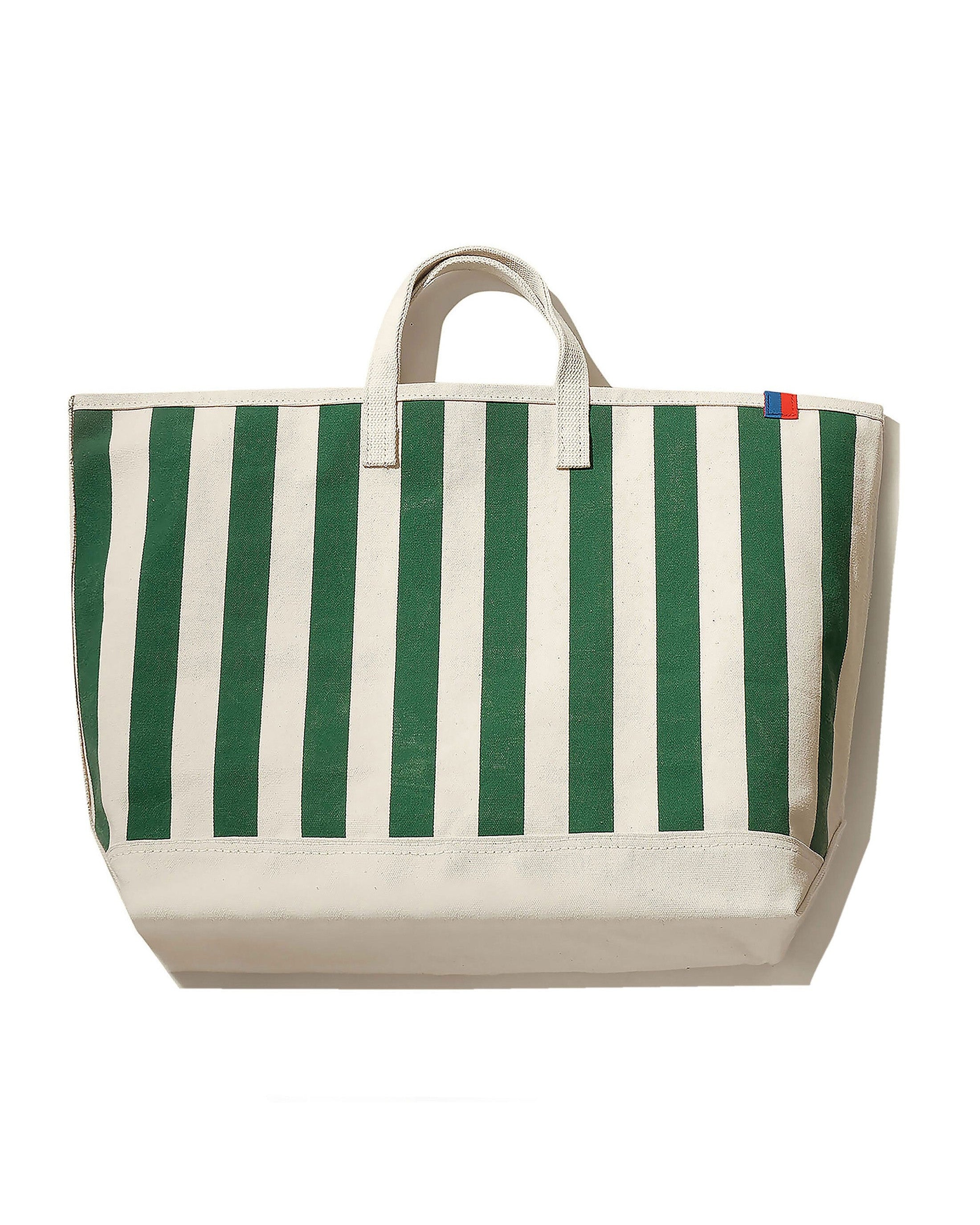 All Over Striped Tote Canvas Green