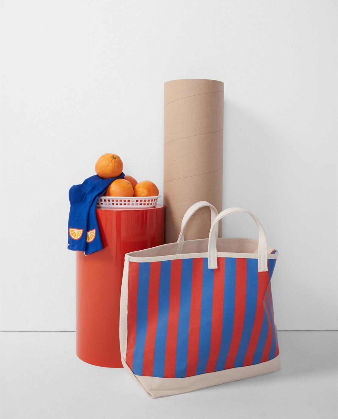 The All Over Striped Tote - Royal/Poppy