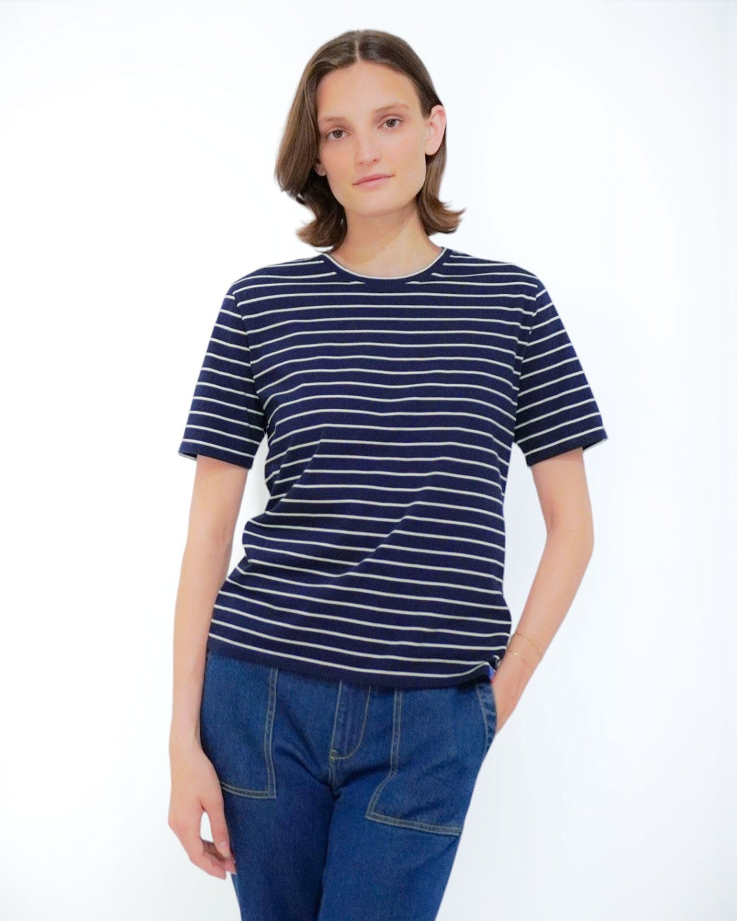 The Modern - Navy/Cream Pinstripe