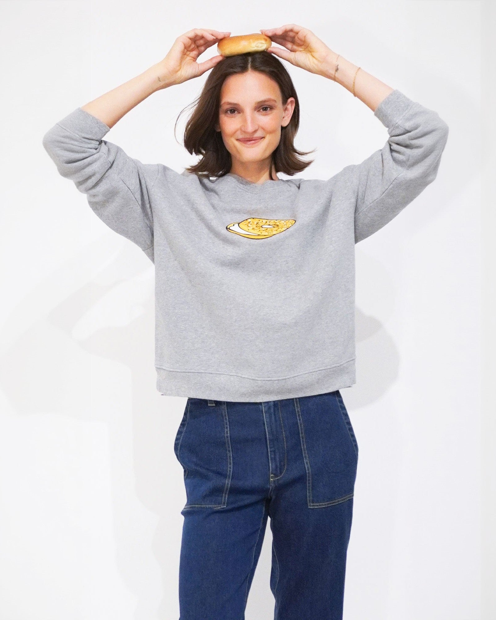 The Oversized Bagel Sweatshirt - Heather Grey