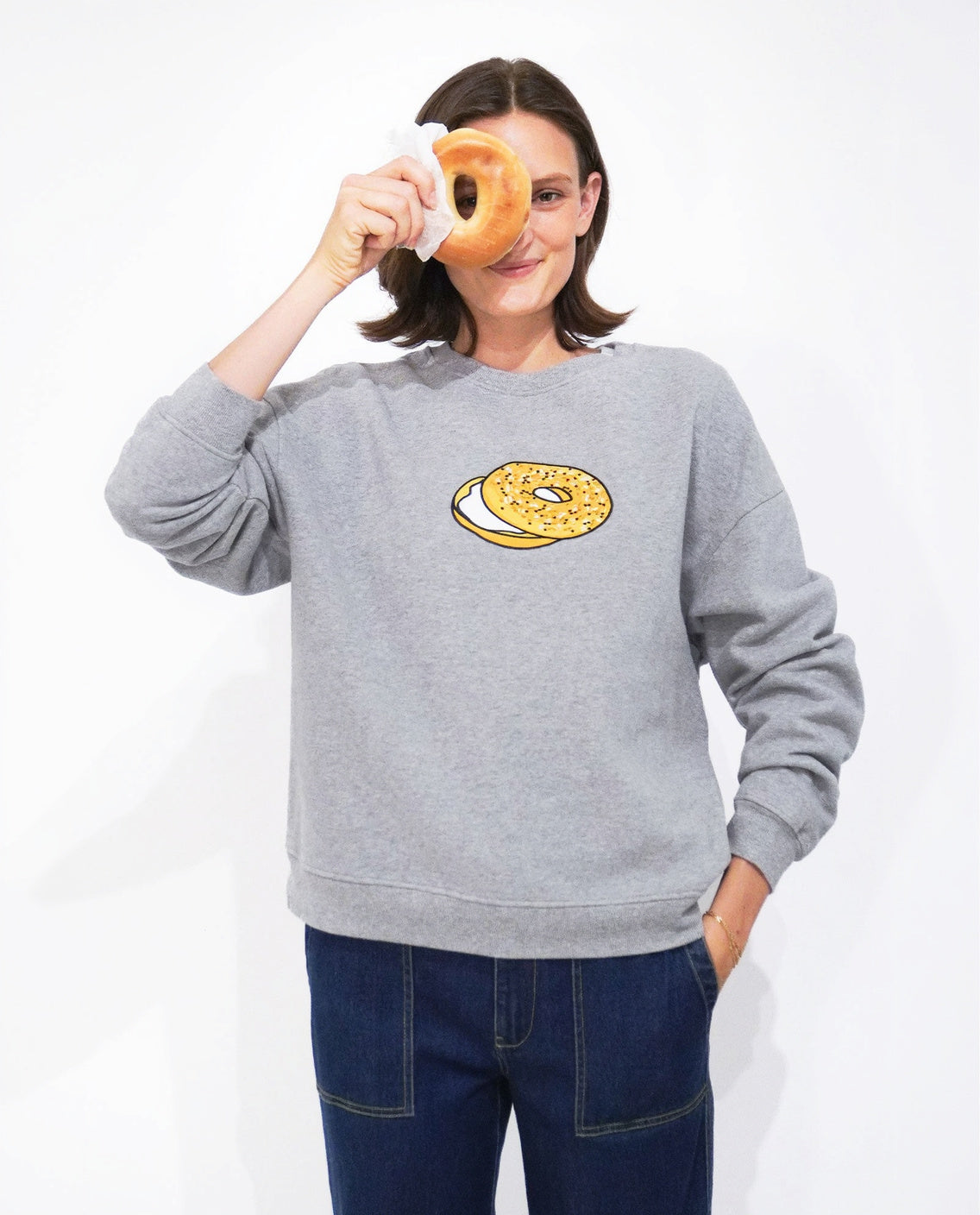 The Oversized Bagel Sweatshirt - Heather Grey