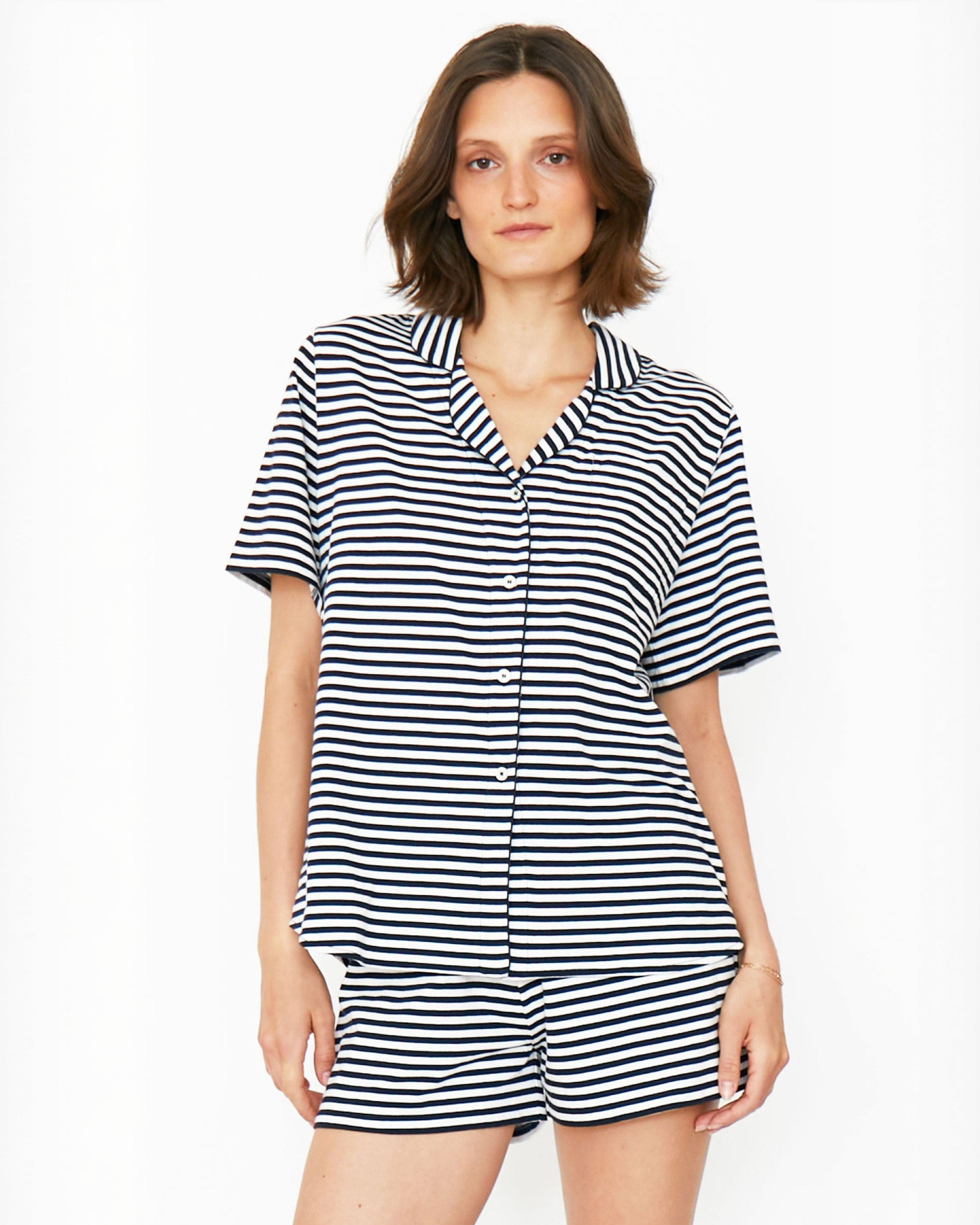 The Short PJ Set - Navy/White