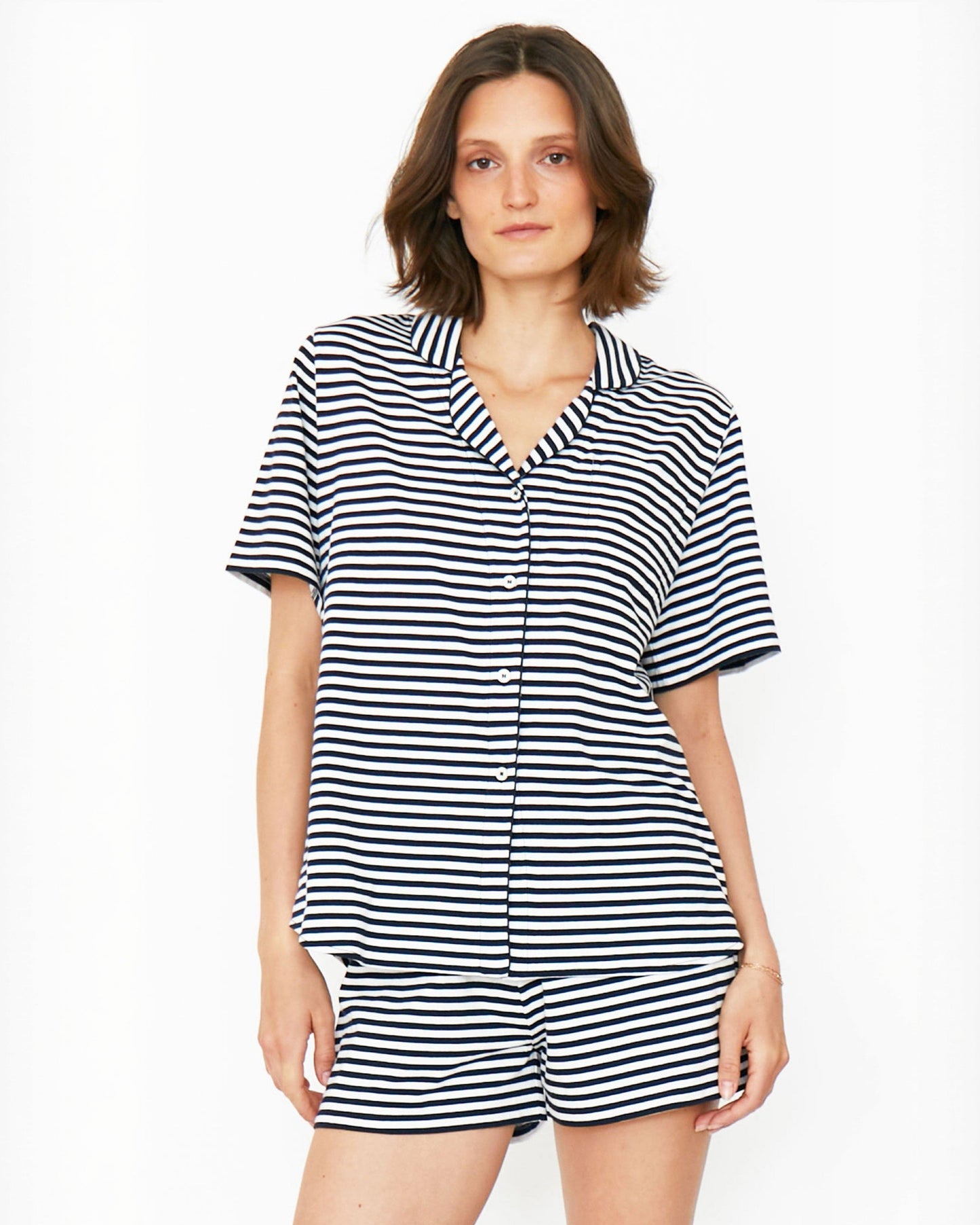 The Short PJ Set - Navy/White