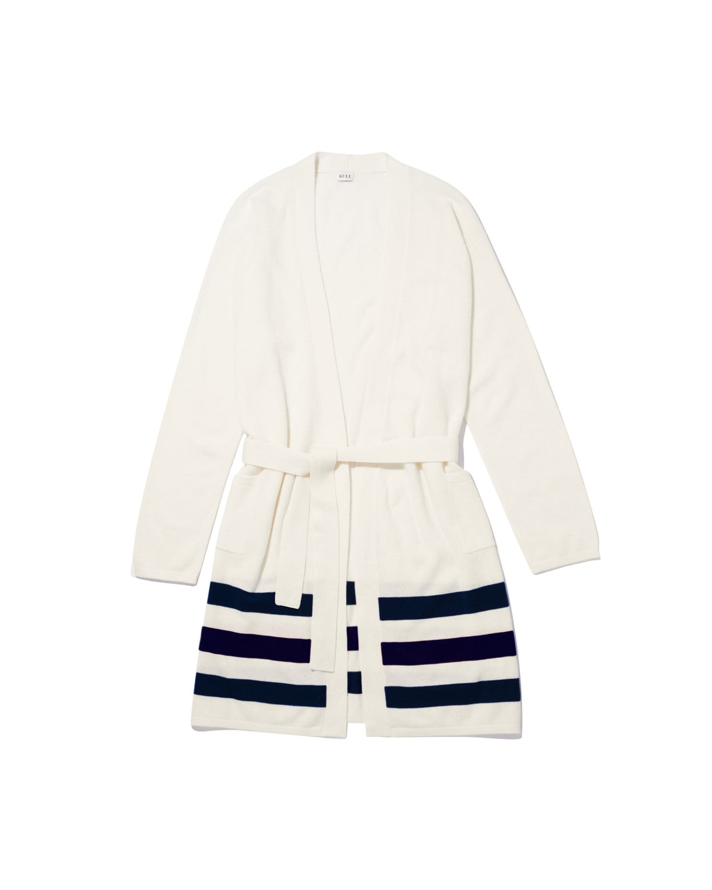 The Cashmere Blend Robe - Cream/Navy