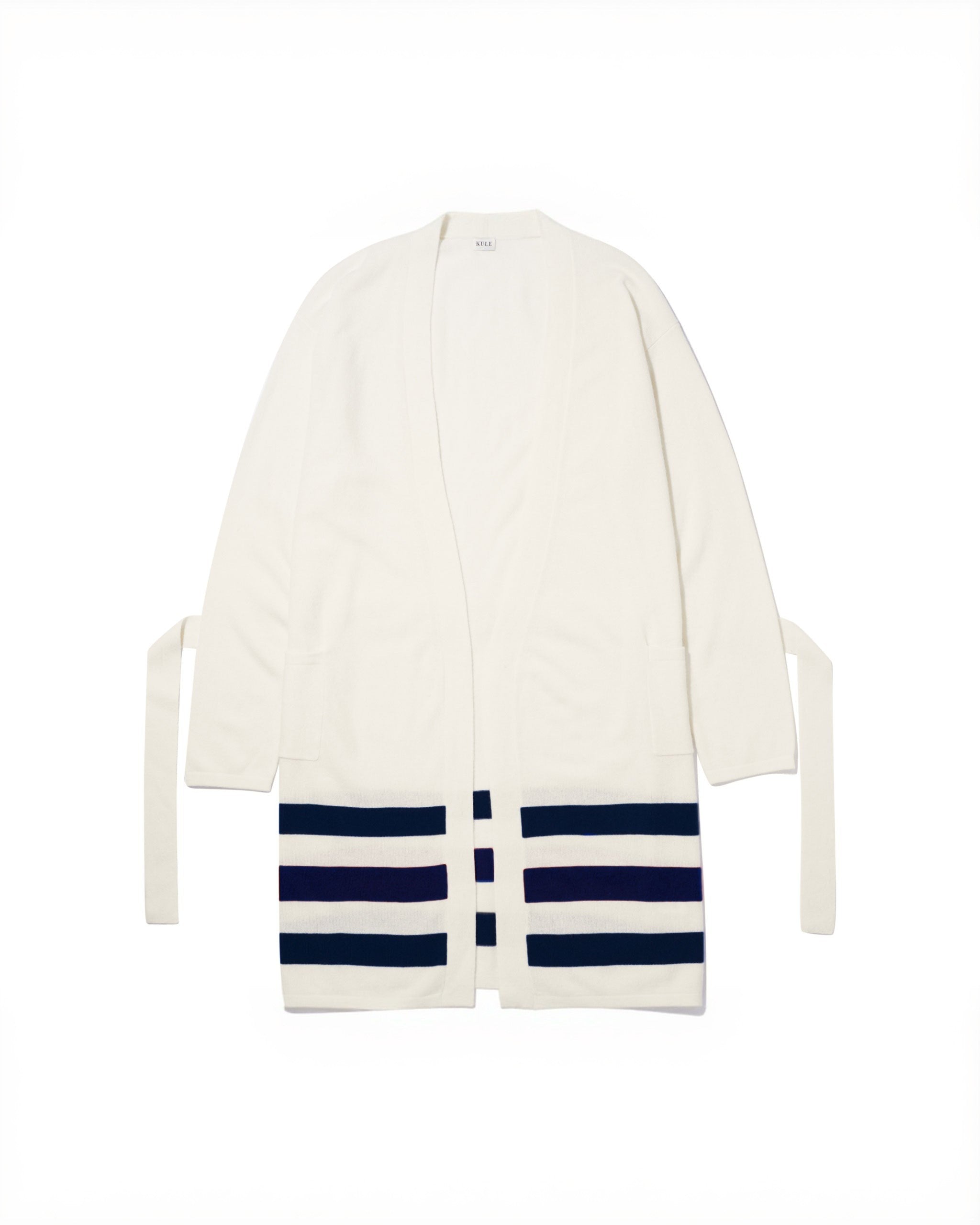 The Cashmere Blend Robe - Cream/Navy