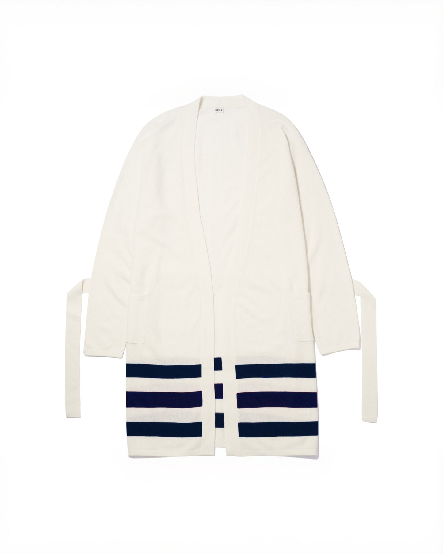 The Cashmere Blend Robe - Cream/Navy