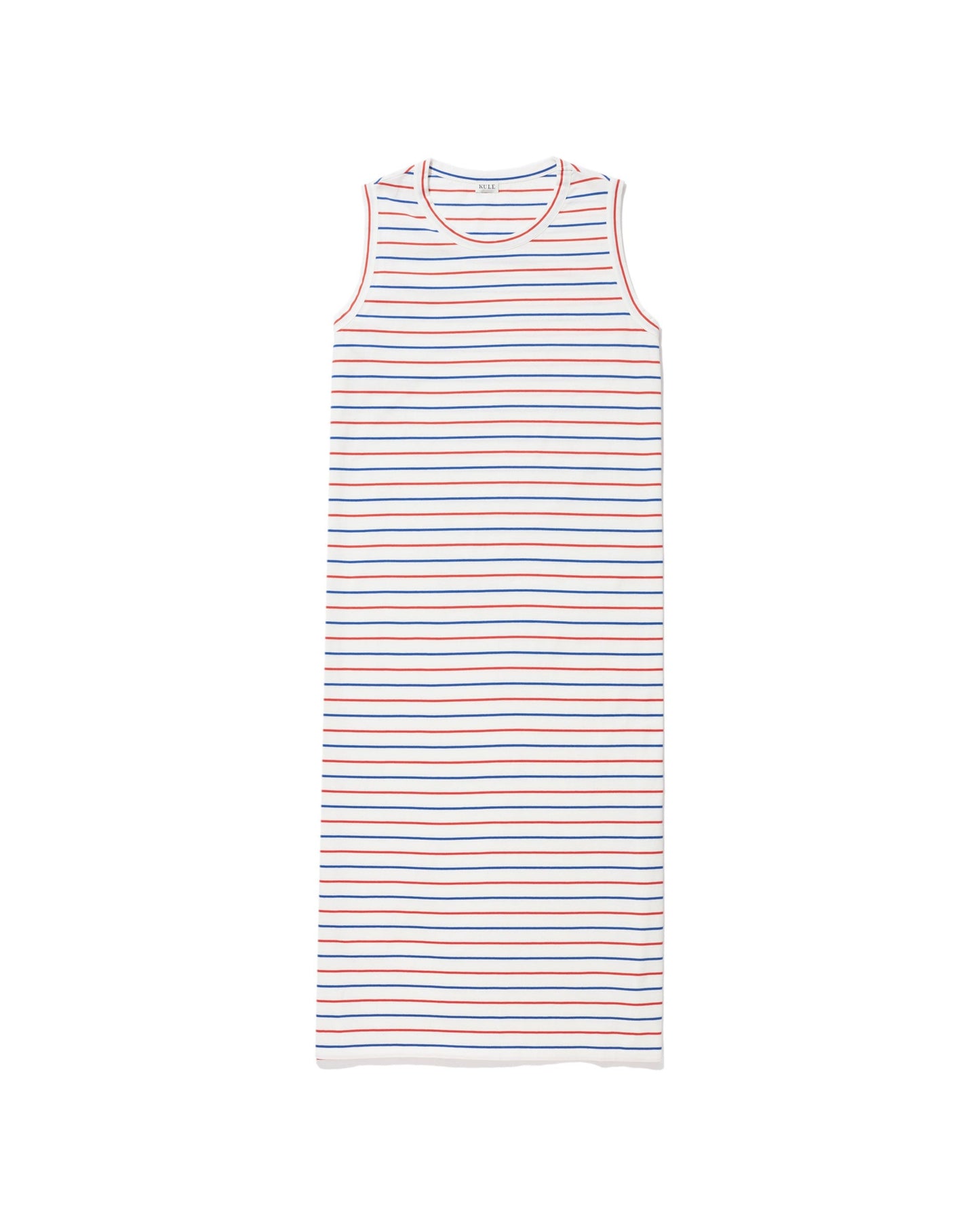 The Tank Dress - White/Blue/Poppy Pinstripe