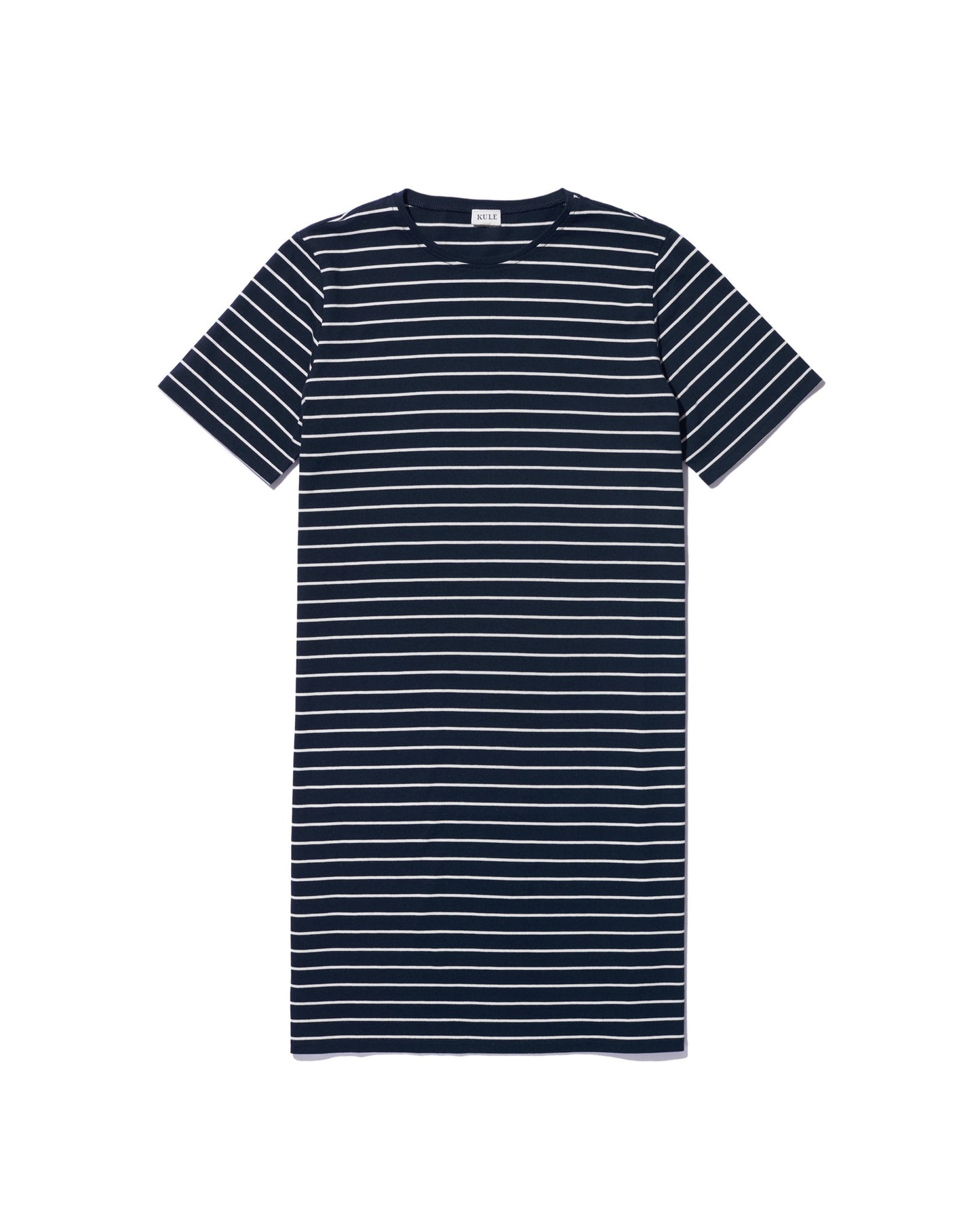 The Tee Dress - Navy/Cream Pinstripe