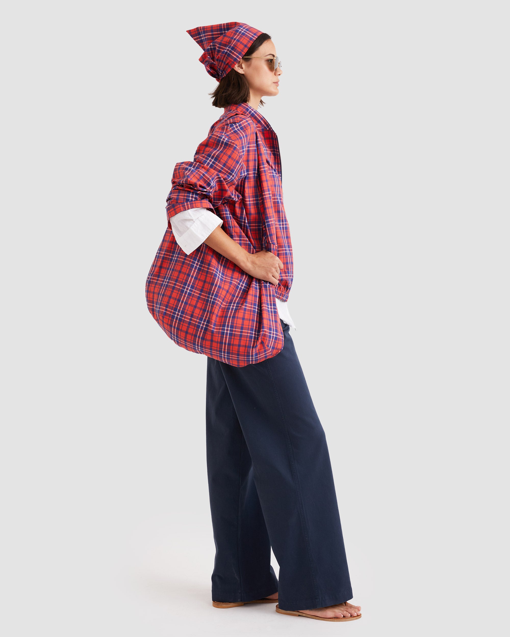 The Bennie - Poppy/Navy Plaid