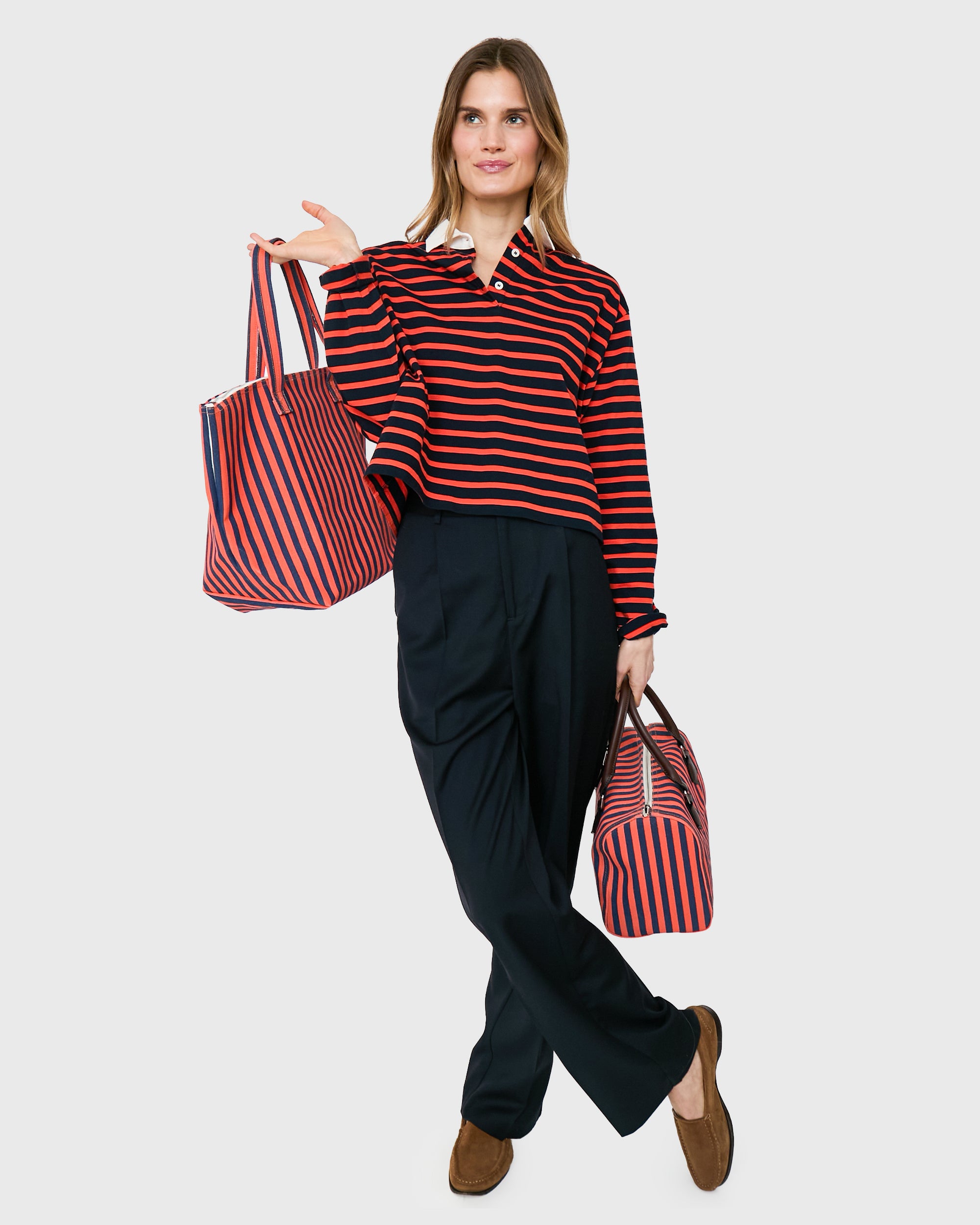 The Etna - Poppy/Navy Ministripe