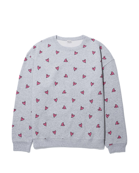 The Oversized All Over Heart Sweatshirt - Heather Grey