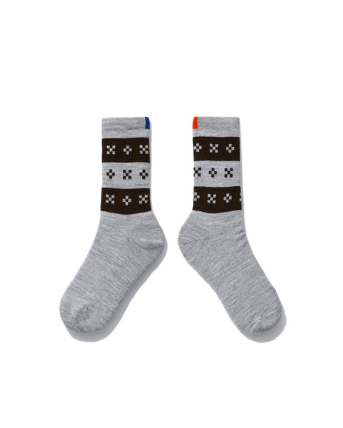 The Women's Fair Isle Sock - Heather Grey/Brown