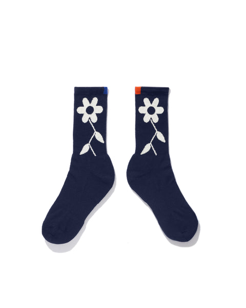 The Women's Flower Sock - Navy