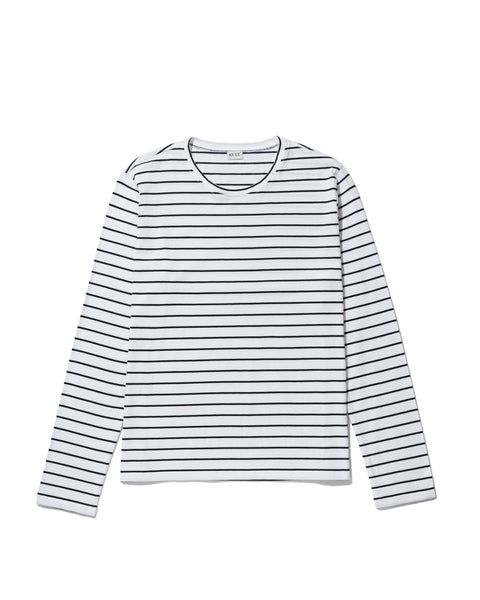 The Modern Long - White/Navy Pinstripe