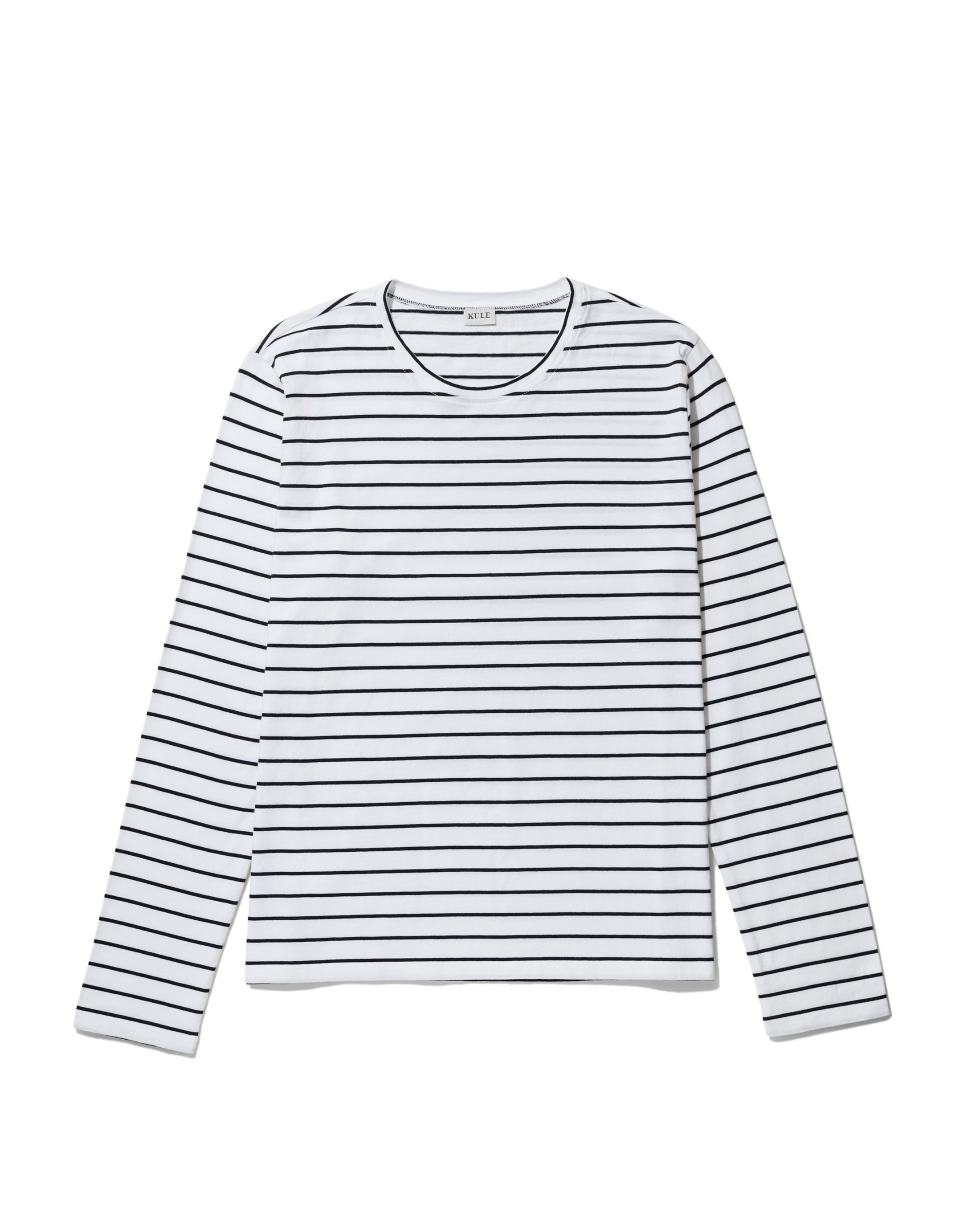 Striped Modern Long White Navy Pinstripe