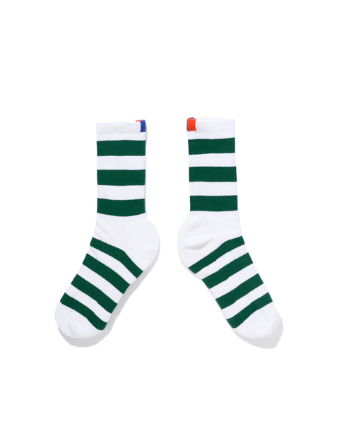 The Women's Striped Sock - White/Green