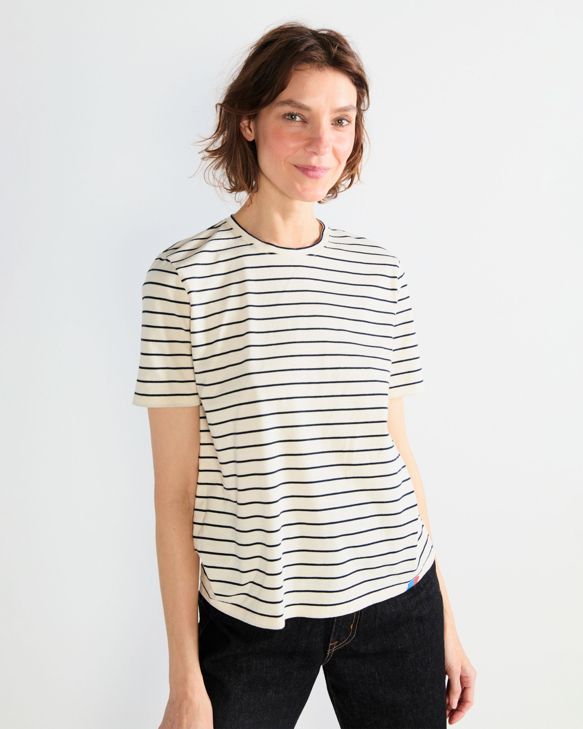 The Modern - Cream/Navy Pinstripe