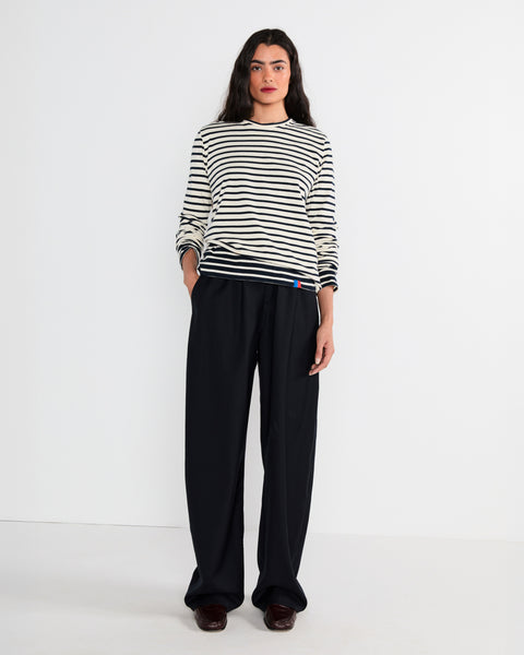 The Striped Modern Long - Cream/Navy