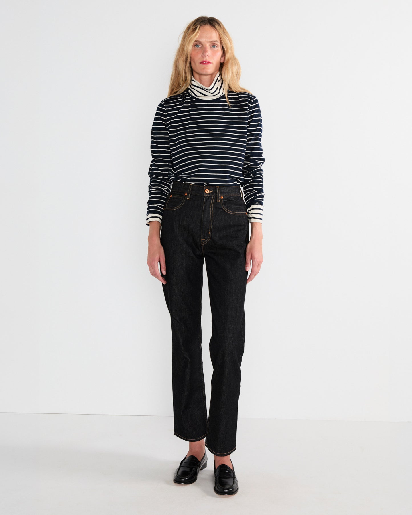 The Striped Modern Long - Navy/Cream Pinstripe