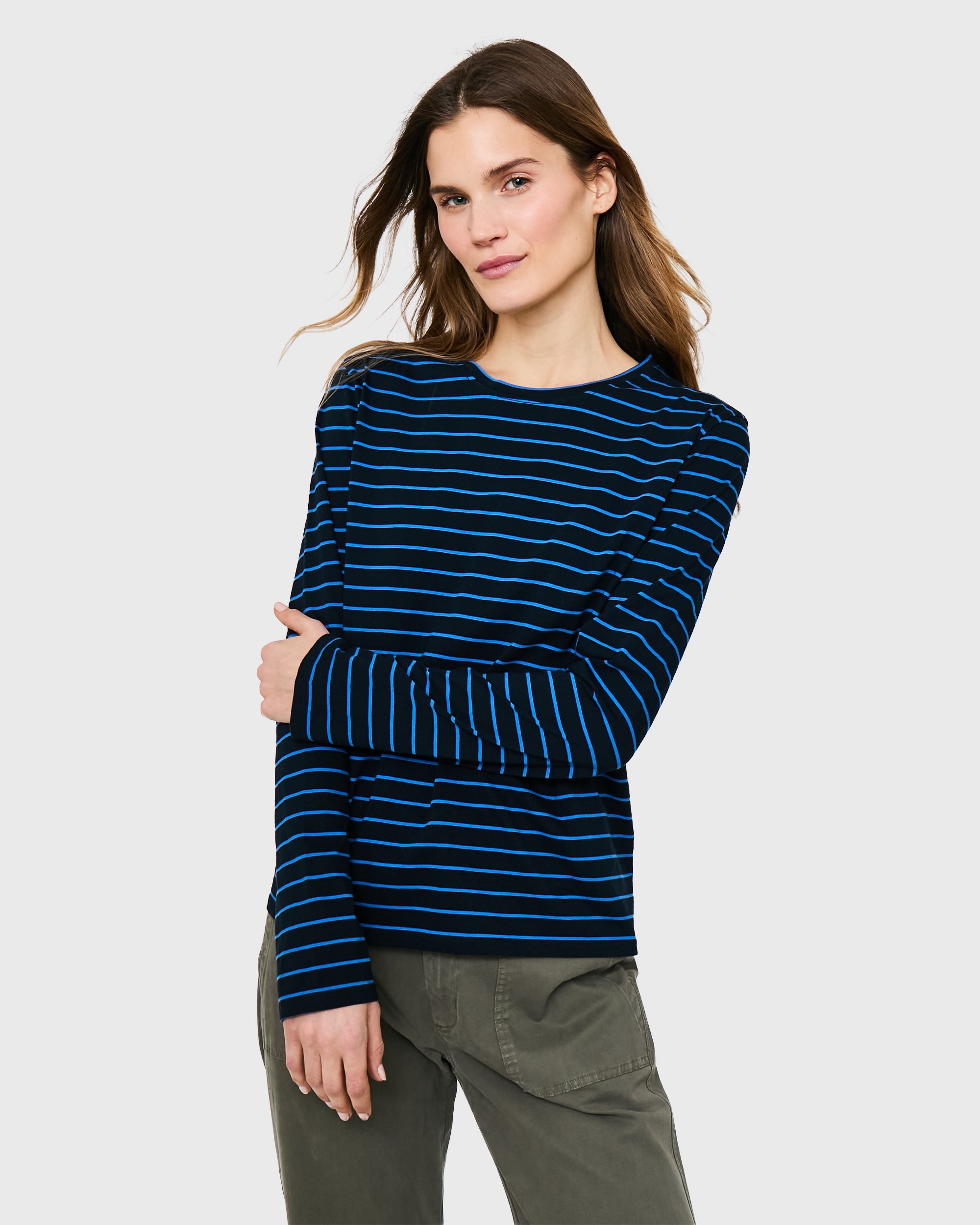 The Modern Long - Navy/Royal Pinstripe