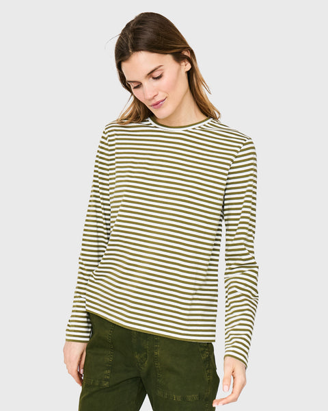 The Modern Long - Olive/Cream Ministripe