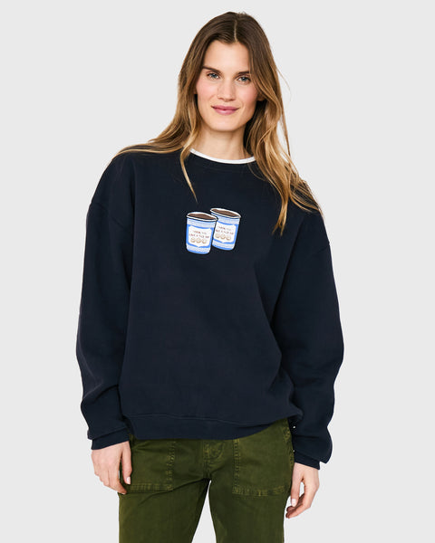 The Oversized Coffee Sweatshirt - Navy