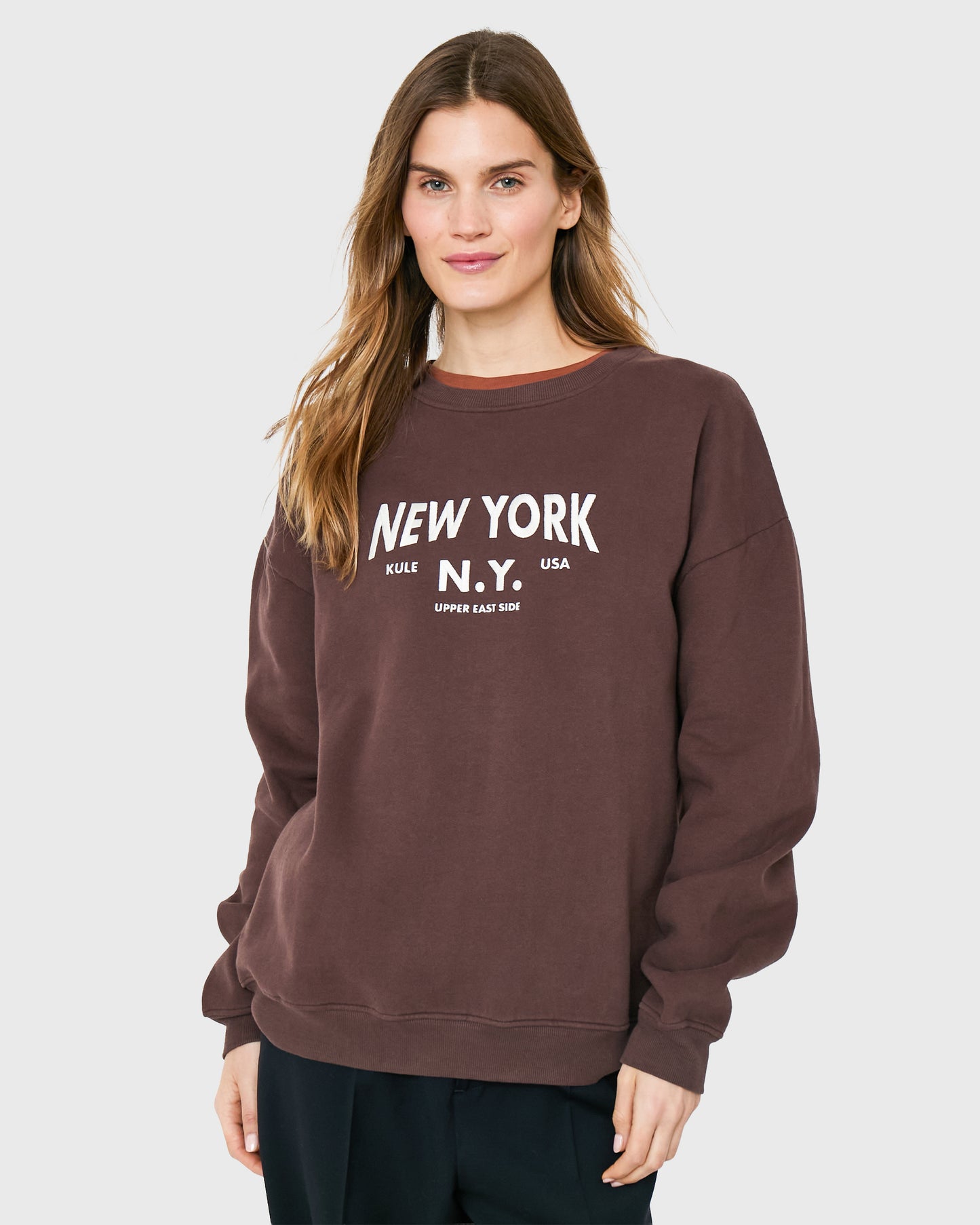 The Oversized New York NY Sweatshirt - Coffee