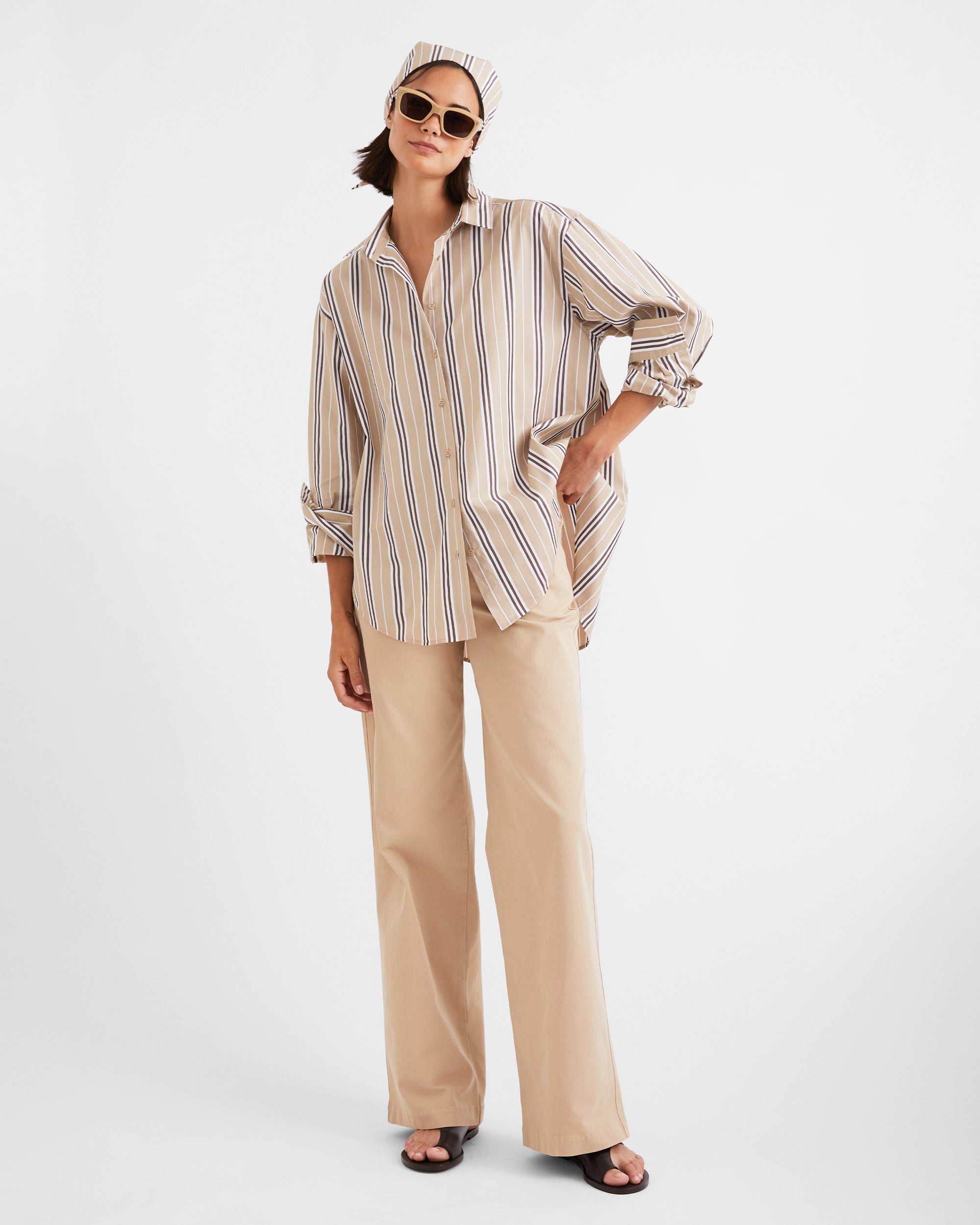 The Shellona - Khaki/Brown/White