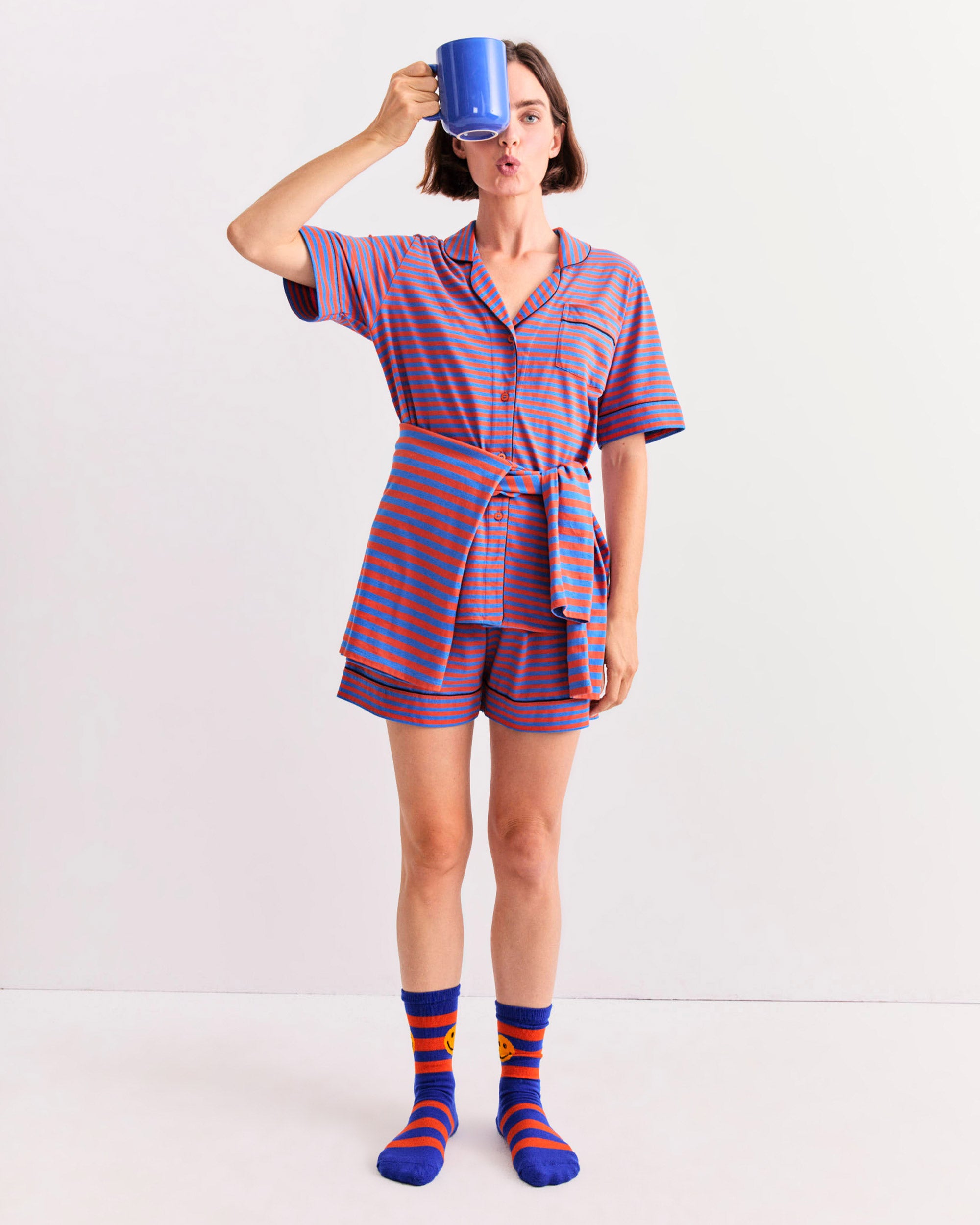 The Short PJ Set - Poppy/Royal