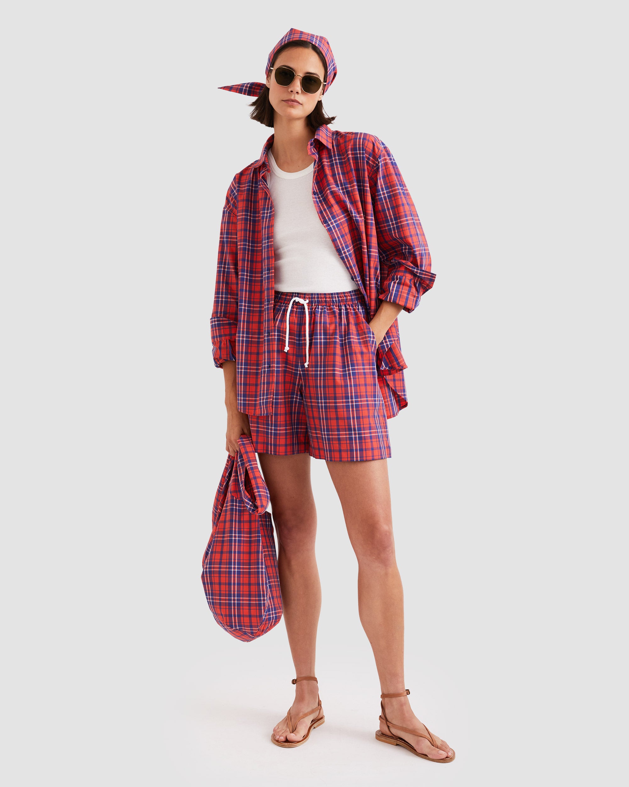 The Squid - Poppy/Navy Plaid