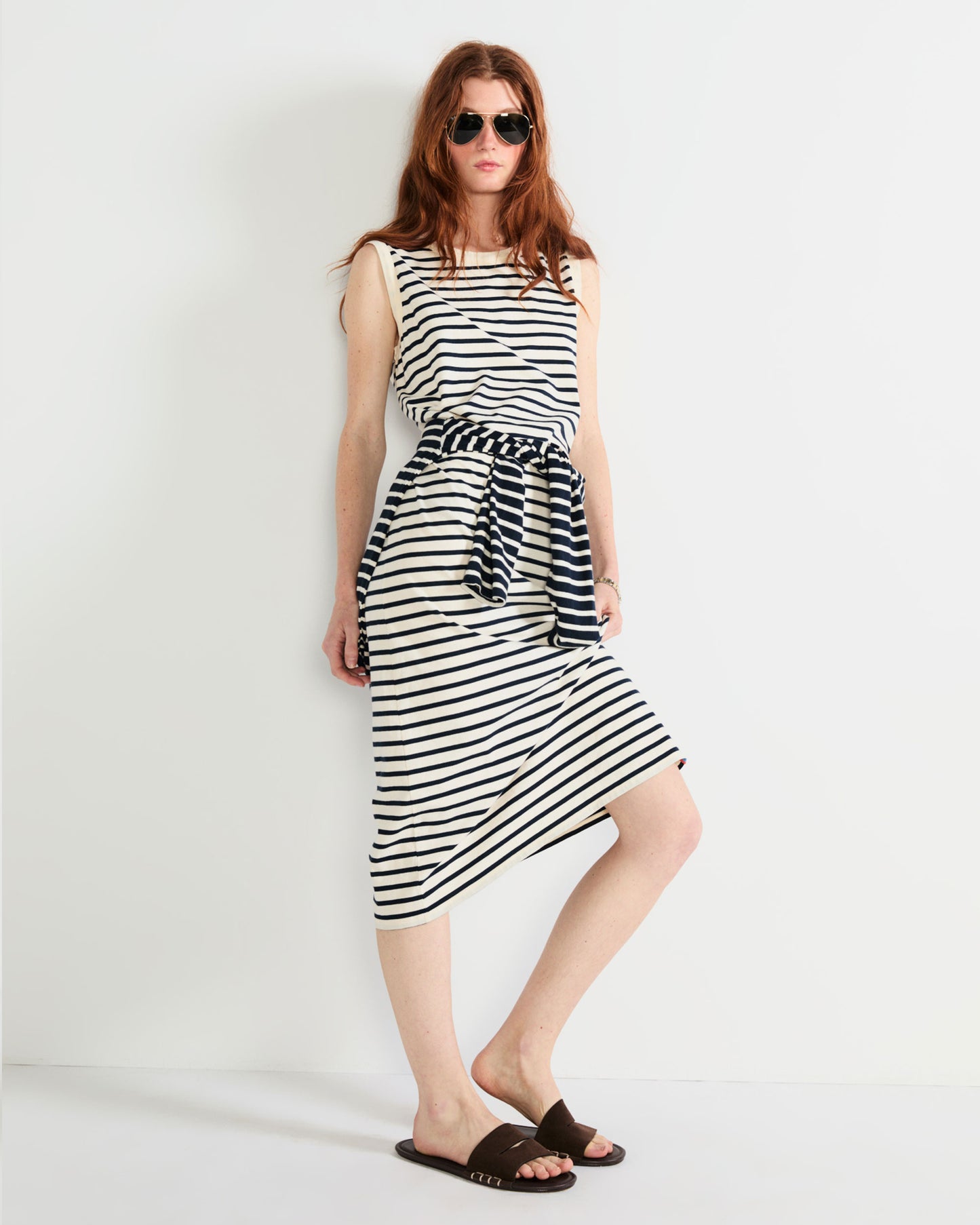 sleeveless tank dress KULE - The Tank Dress - Cream/Navy