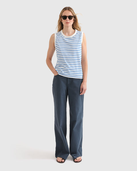 The Tank - White/Royal Blue