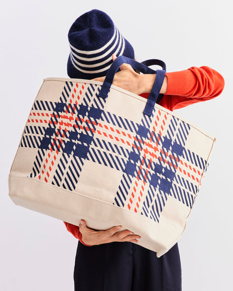 The Over the Shoulder Plaid Tote - Canvas Plaid